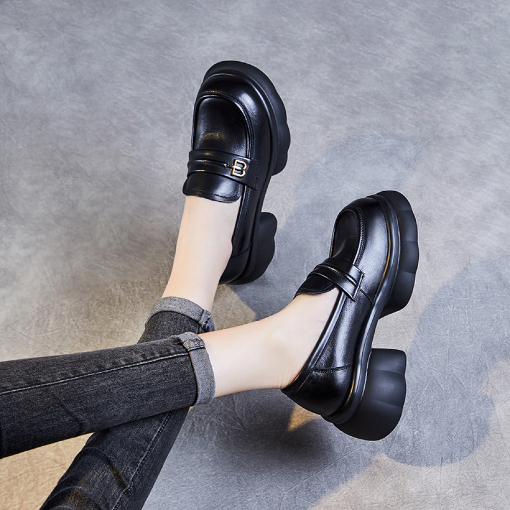 Ultra - Light And Comfortable Single - Shoe Metal - Buckle Loafers