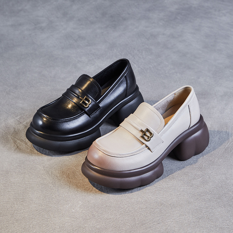 Ultra - Light And Comfortable Single - Shoe Metal - Buckle Loafers