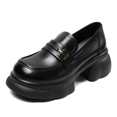 Ultra - Light And Comfortable Single - Shoe Metal - Buckle Loafers 02