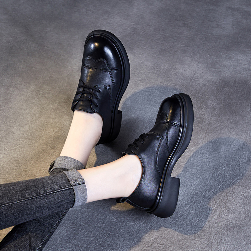 Breathable Thick - Soled Genuine Leather Women's Loafers