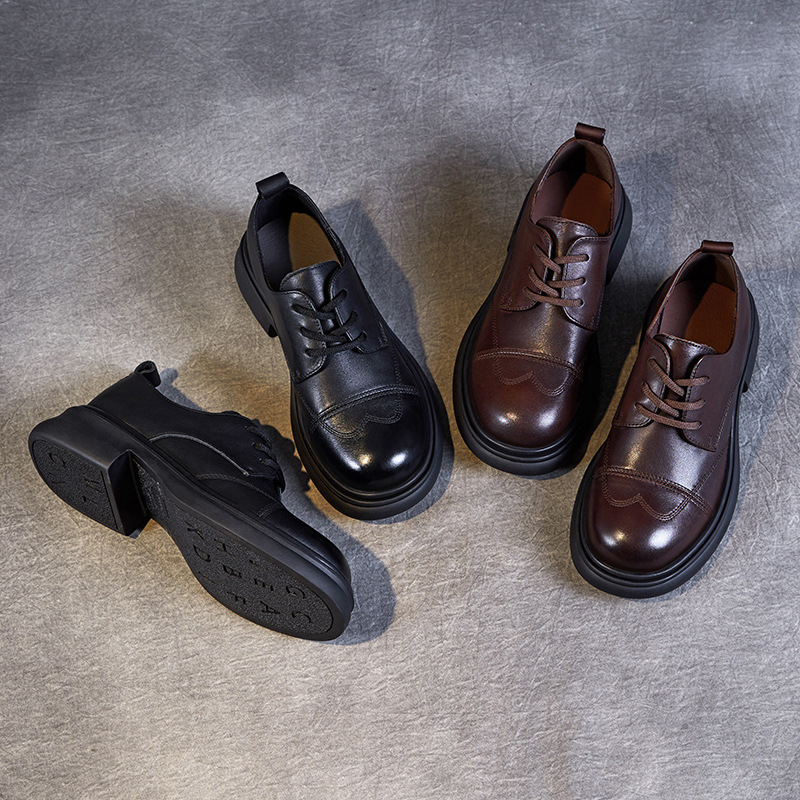 Breathable Thick - Soled Genuine Leather Women's Loafers