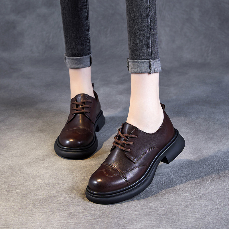 Breathable Thick - Soled Genuine Leather Women's Loafers