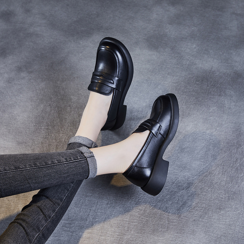 British - Style Genuine Leather Soft - Soled Women's Loafers