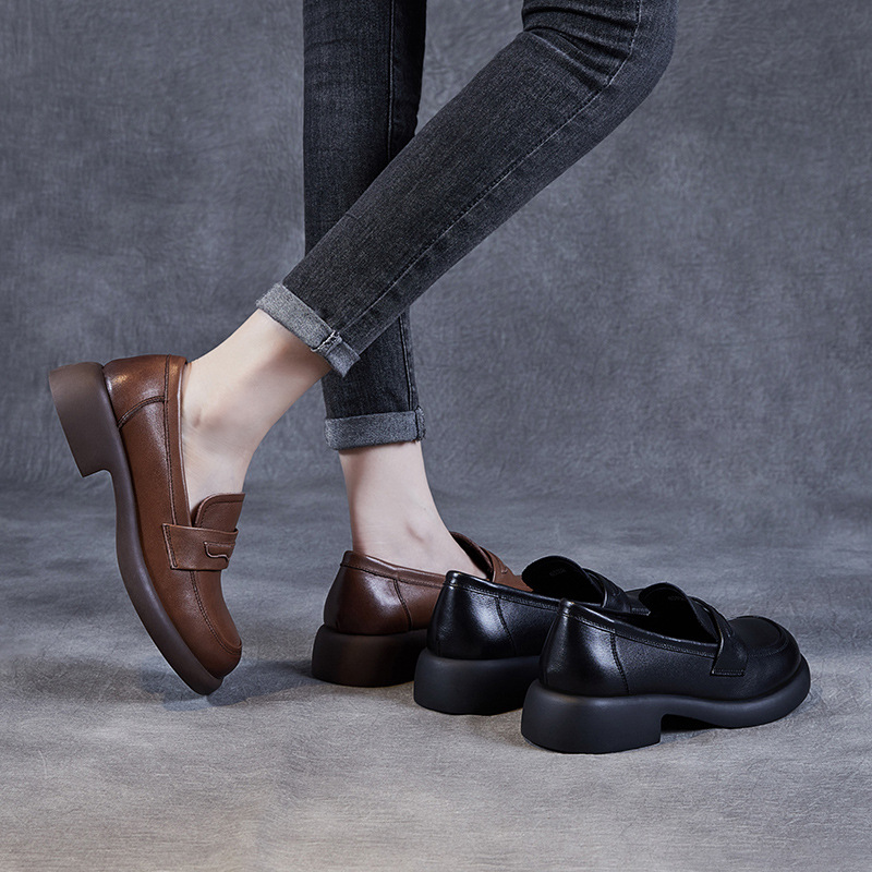 British - Style Genuine Leather Soft - Soled Women's Loafers