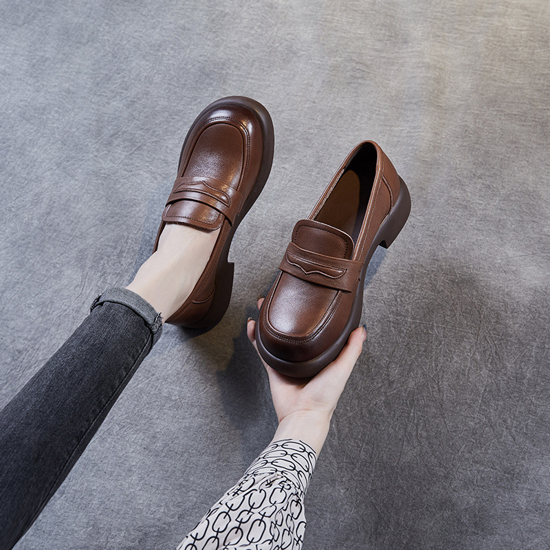 British - Style Genuine Leather Soft - Soled Women's Loafers