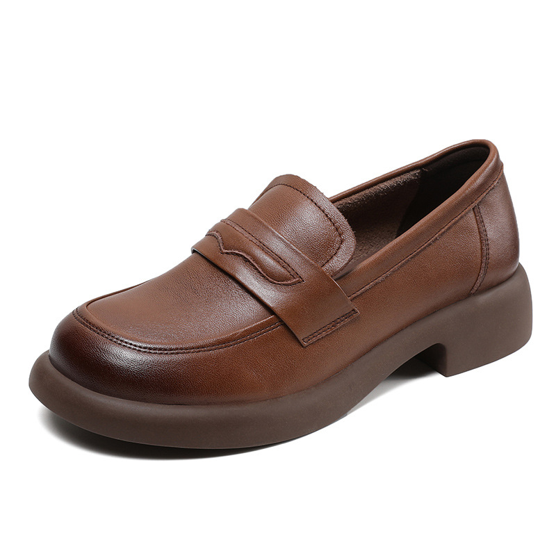 British - Style Genuine Leather Soft - Soled Women's Loafers