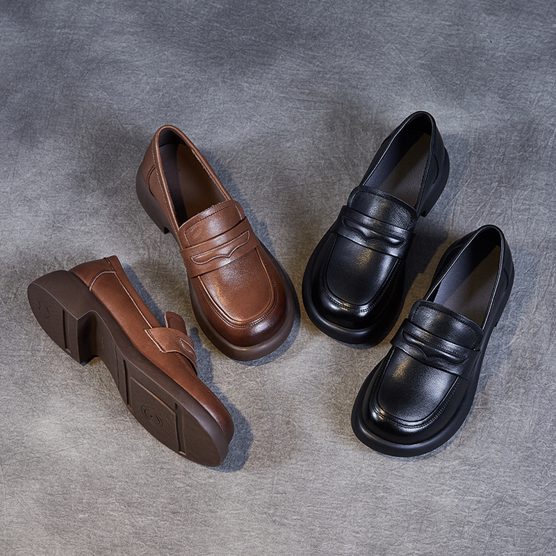 British - Style Genuine Leather Soft - Soled Women's Loafers