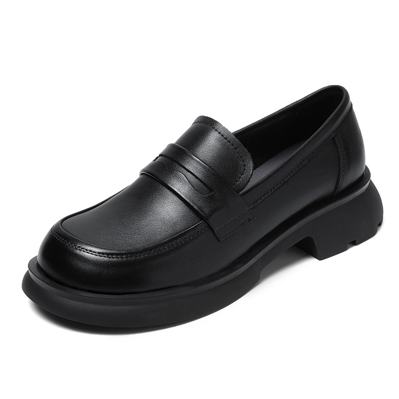 Genuine Leather Mid - Heel Japanese Loafers