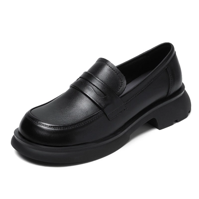 Genuine Leather Mid - Heel Japanese Loafers 02