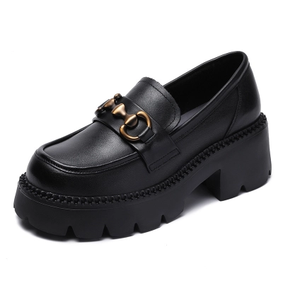 Genuine Leather Thick - Soled Height - Increasing Women's Loafers 02