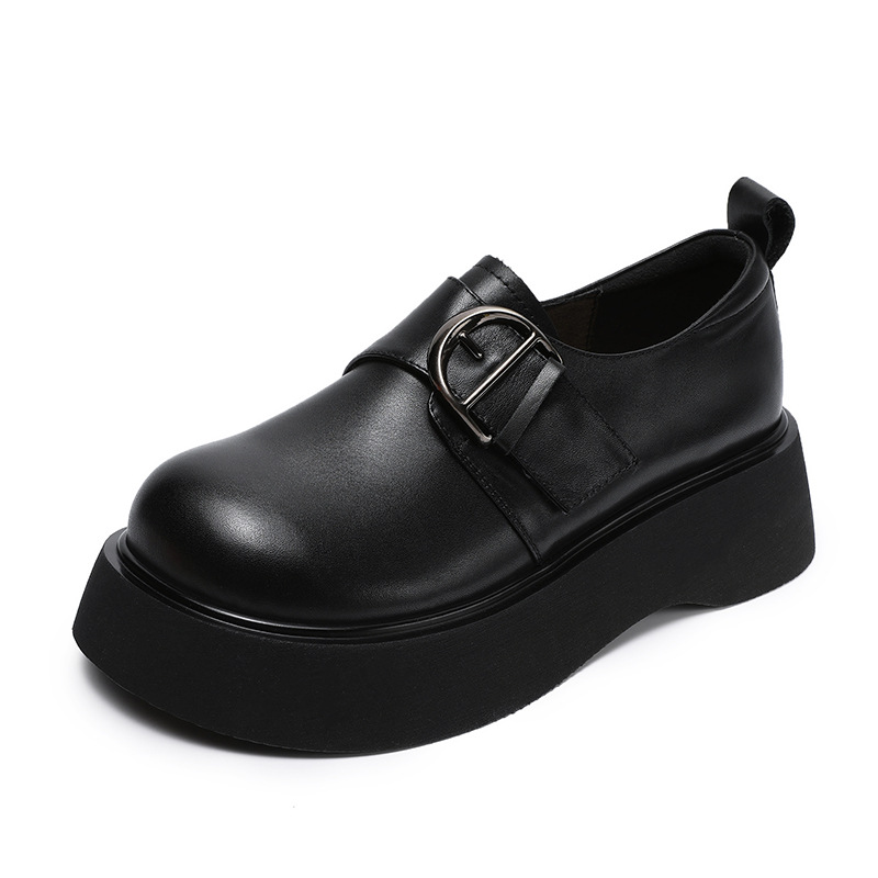 Height - Increasing Genuine Leather Round - Toed Loafers