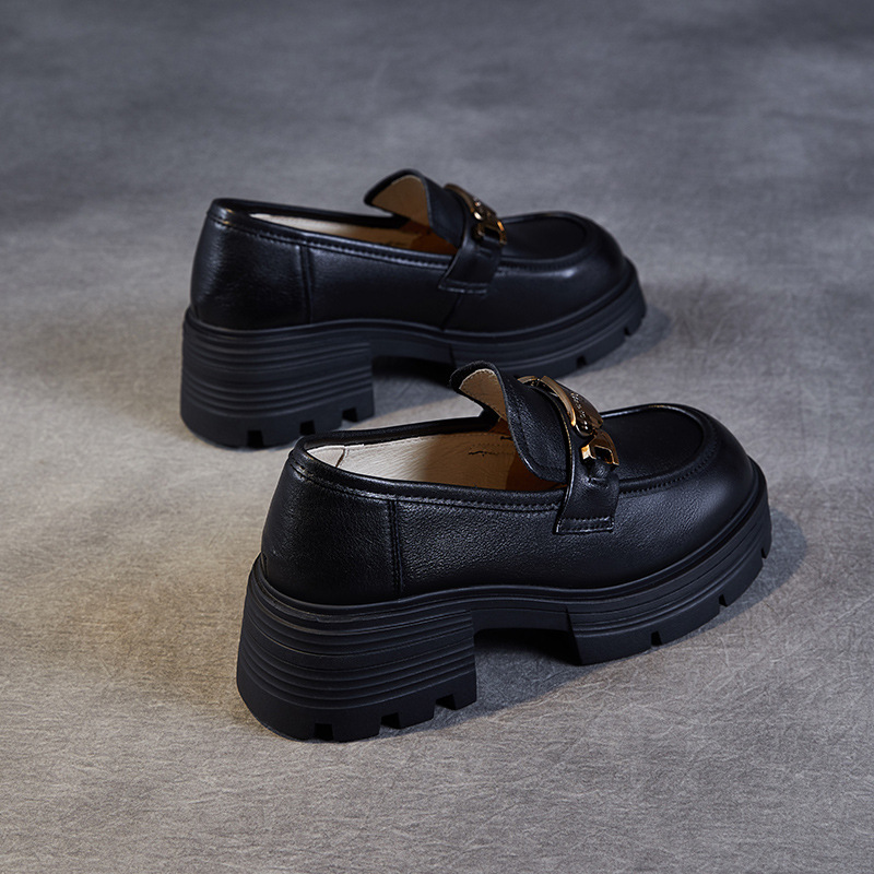 Metal - Buckle Sponge Thick - Soled Loafers