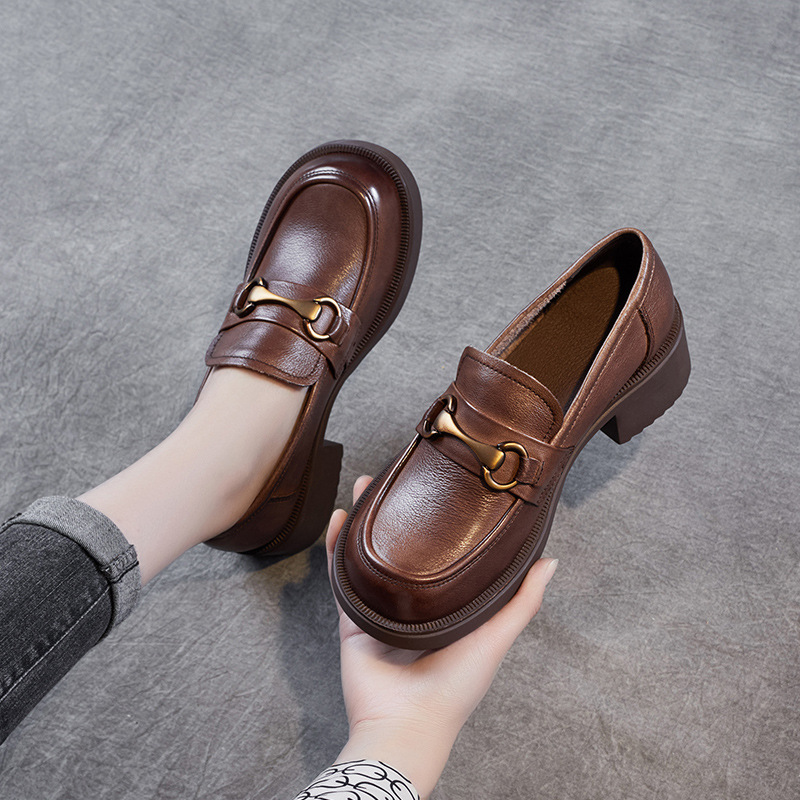New French Retro Genuine Leather Versatile Loafers