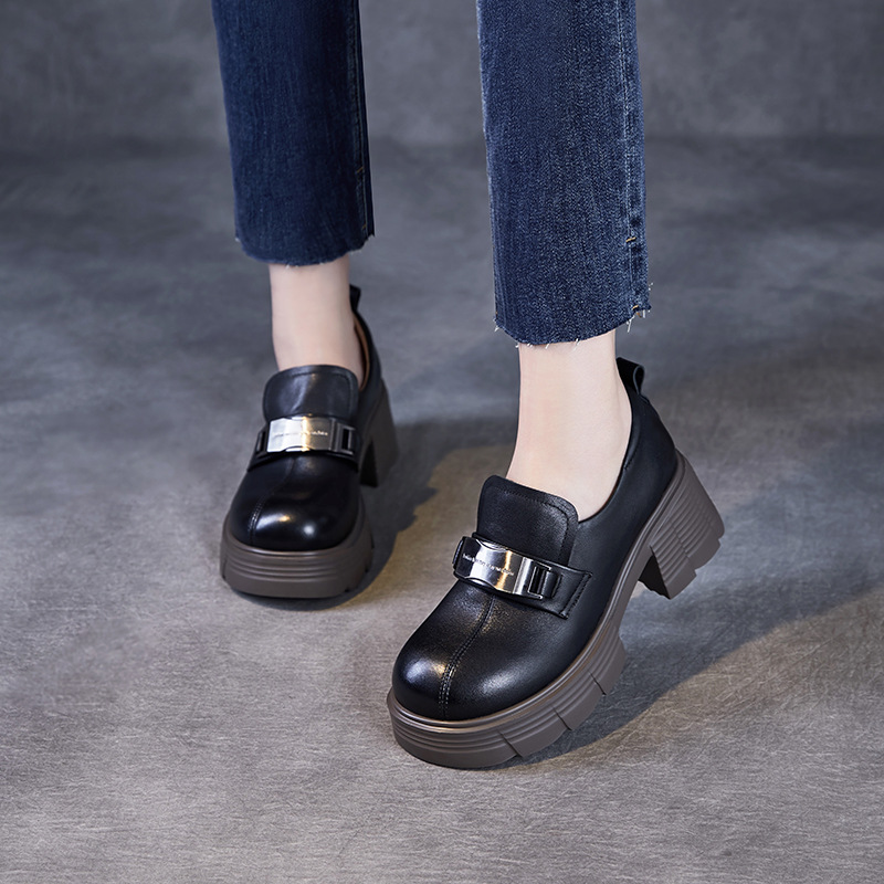 Spring - Style Round - Toed Thick - Soled Loafers