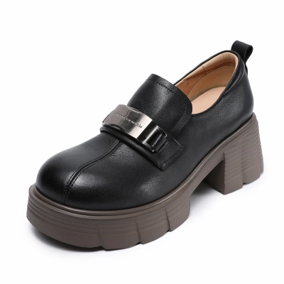 Spring - Style Round - Toed Thick - Soled Loafers 02
