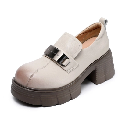 Spring - Style Round - Toed Thick - Soled Loafers 01