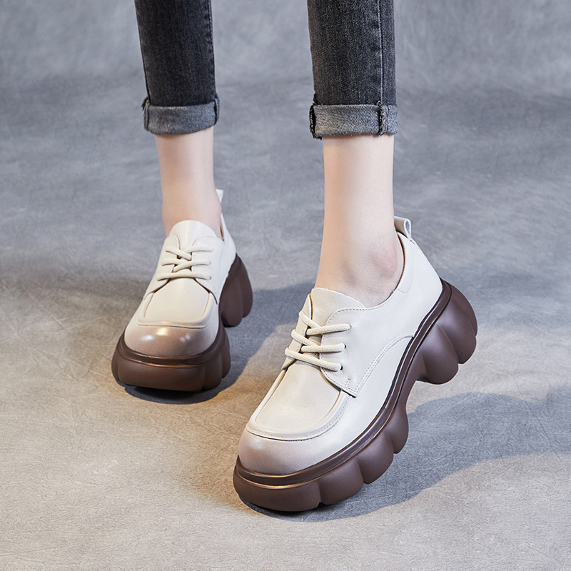 Spring New Leather Lace - Up Loafers