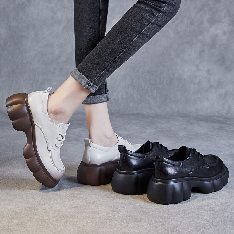 Spring New Leather Lace - Up Loafers