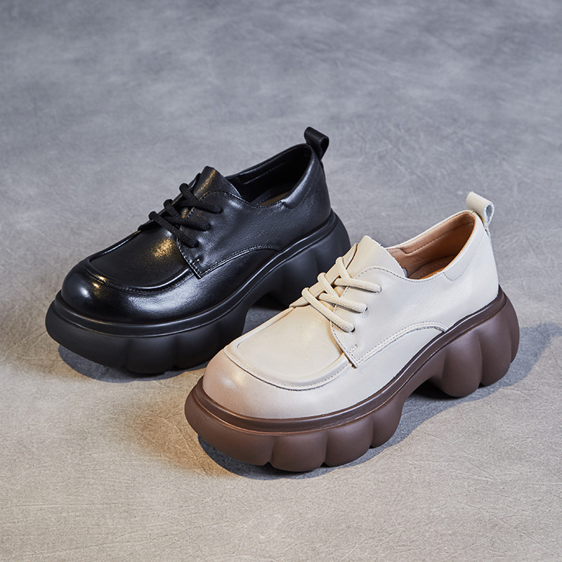 Spring New Leather Lace - Up Loafers