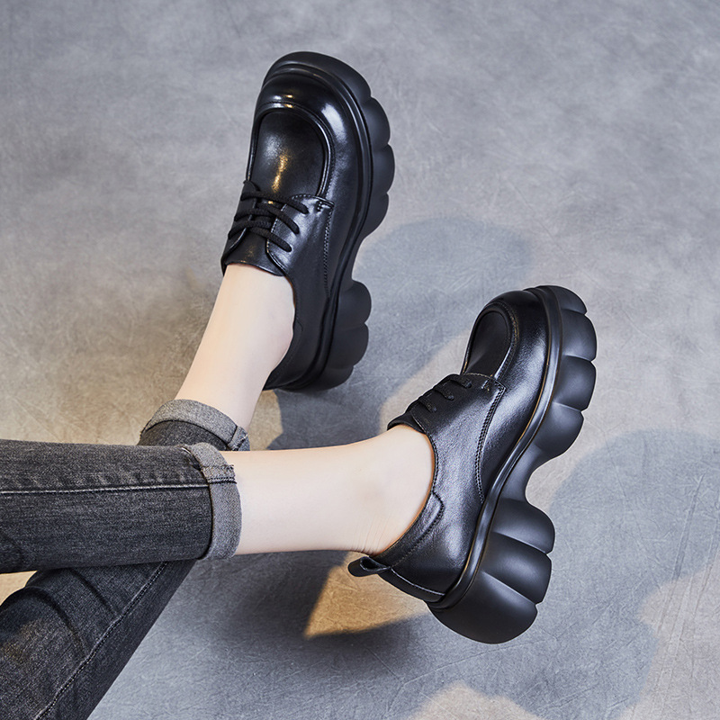 Spring New Leather Lace - Up Loafers