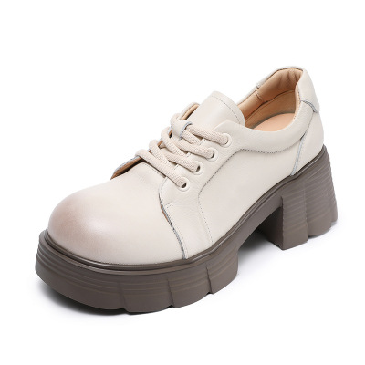 Spring New Single - Shoe Retro Beige Women's Loafers 01