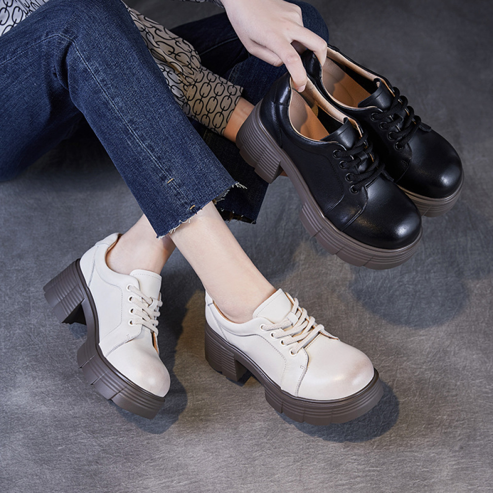 Spring New Single - Shoe Retro Beige Women's Loafers