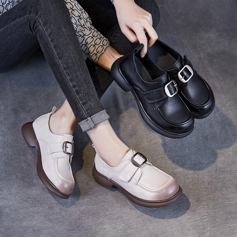 Thick - Cut Single - Shoe Women's British - Style Loafers