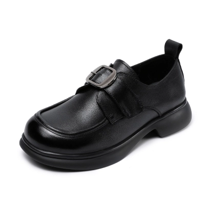 Thick - Cut Single - Shoe Women's British - Style Loafers 02