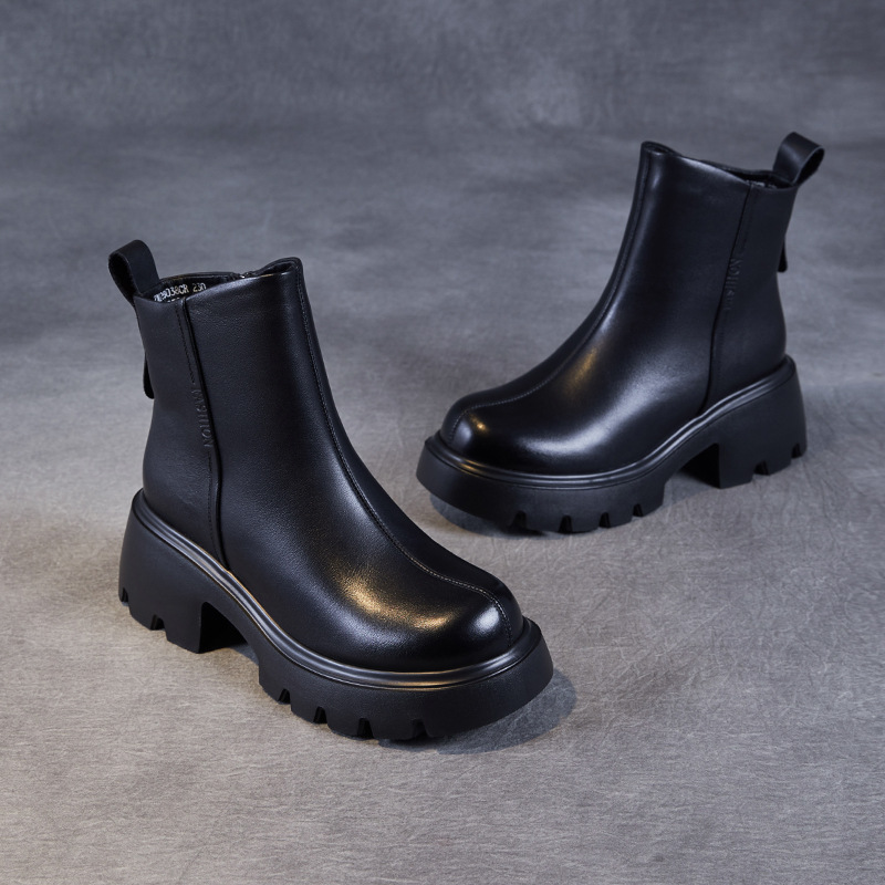 Genuine Leather Thick - Heeled and Thick - Soled British Martin Boots