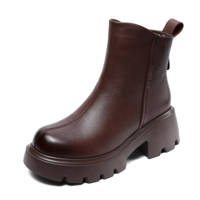 Genuine Leather Thick - Heeled and Thick - Soled British Martin Boots 01