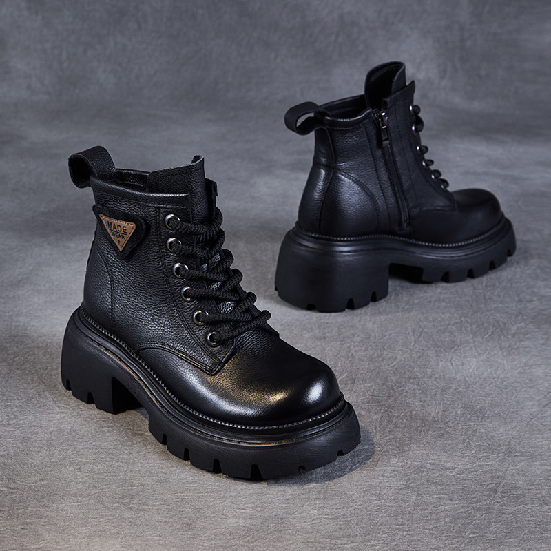 Tie - Up Thick - Heeled Dr. Martens Boots for Motorcycles