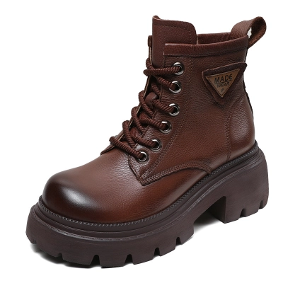 Tie - Up Thick - Heeled Dr. Martens Boots for Motorcycles 01