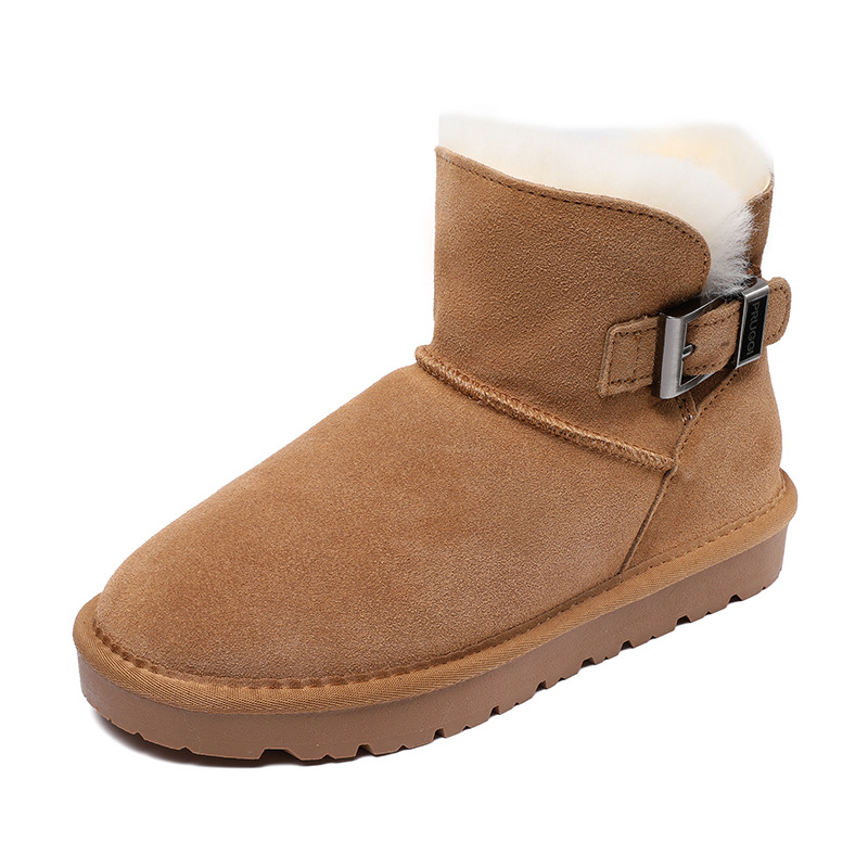 Buckle - Decorated Wool Short - Cuff Snow Boots
