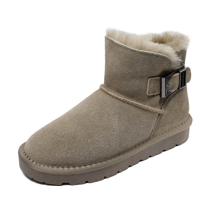 Buckle - Decorated Wool Short - Cuff Snow Boots