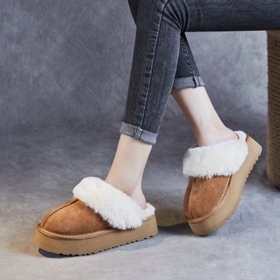 Cowhide - Capped Wool - Lined Thick - Sole Snow Boots 02