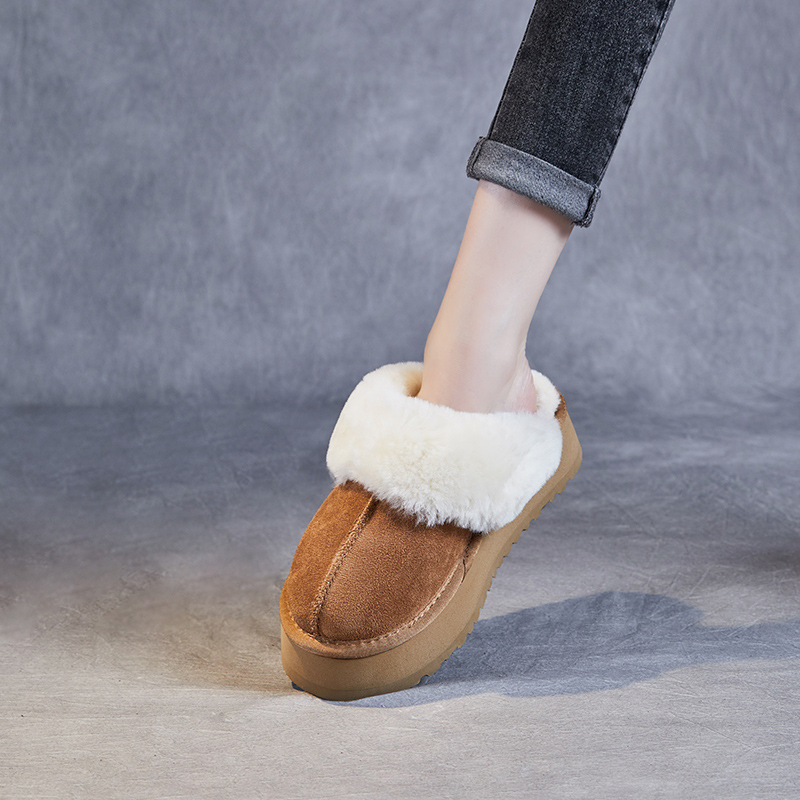 Cowhide - Capped Wool - Lined Thick - Sole Snow Boots