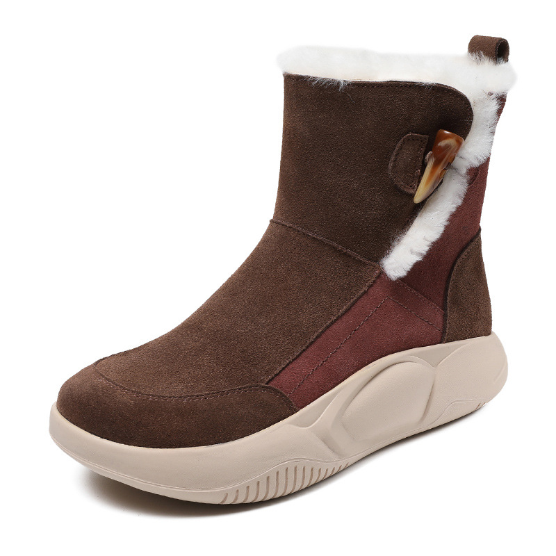 Cowhorn - Buckled Genuine Leather Snow Boots