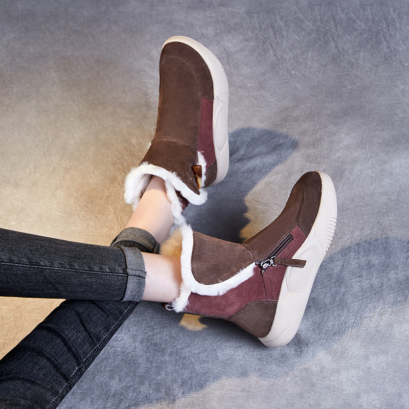 Cowhorn - Buckled Genuine Leather Snow Boots