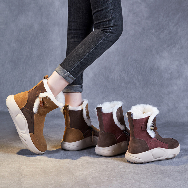 Cowhorn - Buckled Wool - Lined Warm Thick - Sole Anti - slip Snow Boots