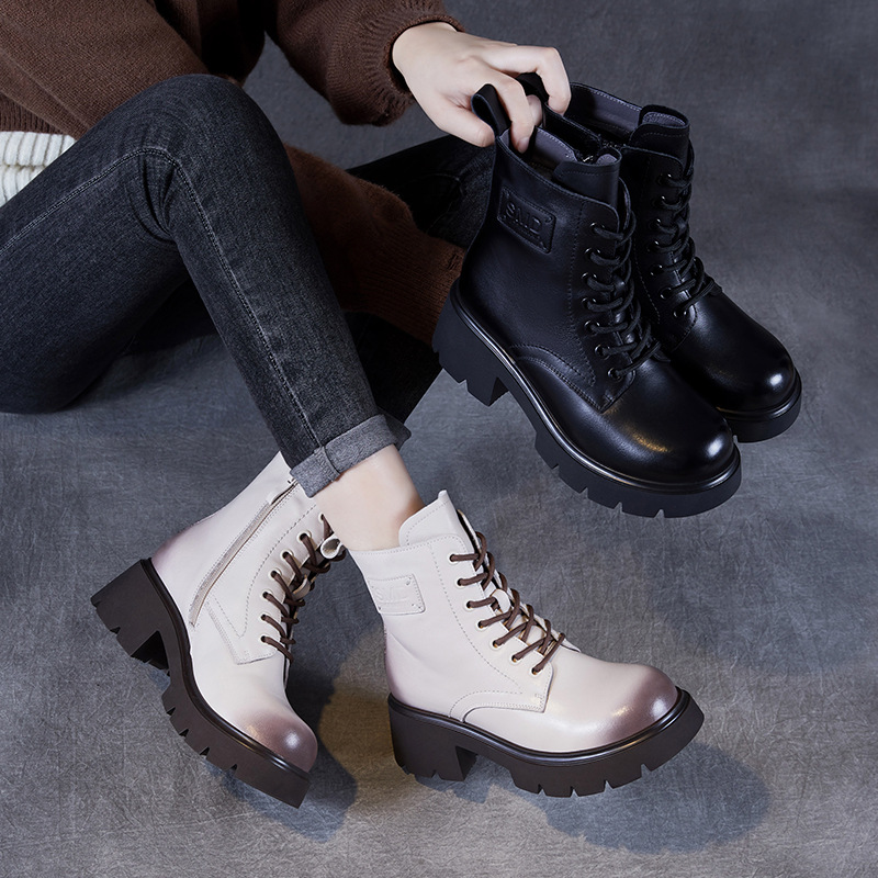 Genuine Leather and Wool Warm Snow Boots