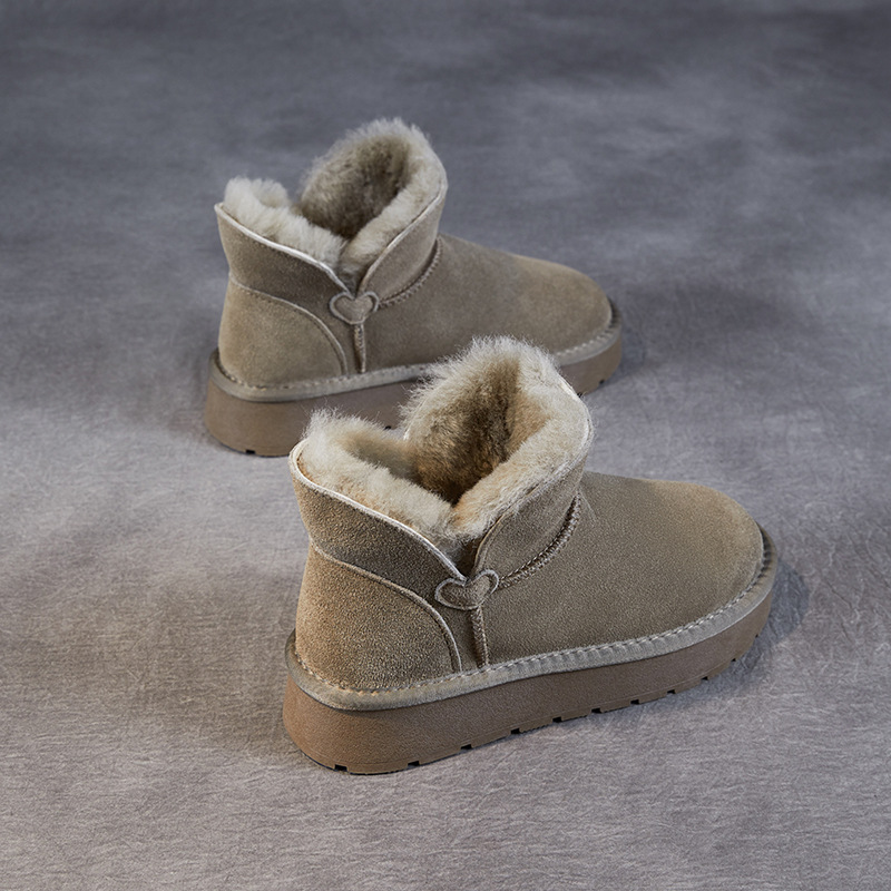 New Winter Sheepskin - Lined Cowhide Anti - slip Snow Boots