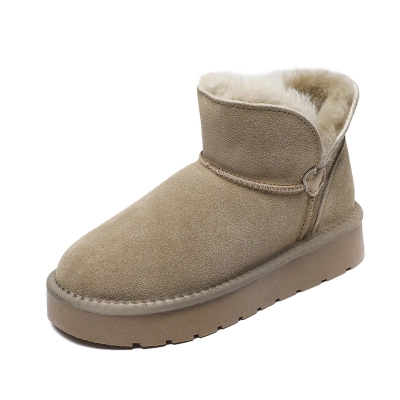 New Winter Sheepskin - Lined Cowhide Anti - slip Snow Boots 02