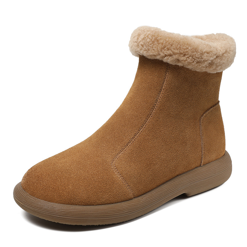 New Winter Style Genuine Leather Extra - Thick Lamb Wool Snow Boots