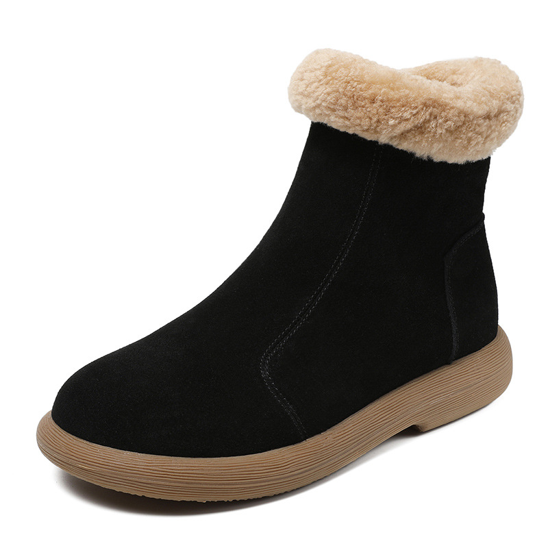 New Winter Style Genuine Leather Extra - Thick Lamb Wool Snow Boots