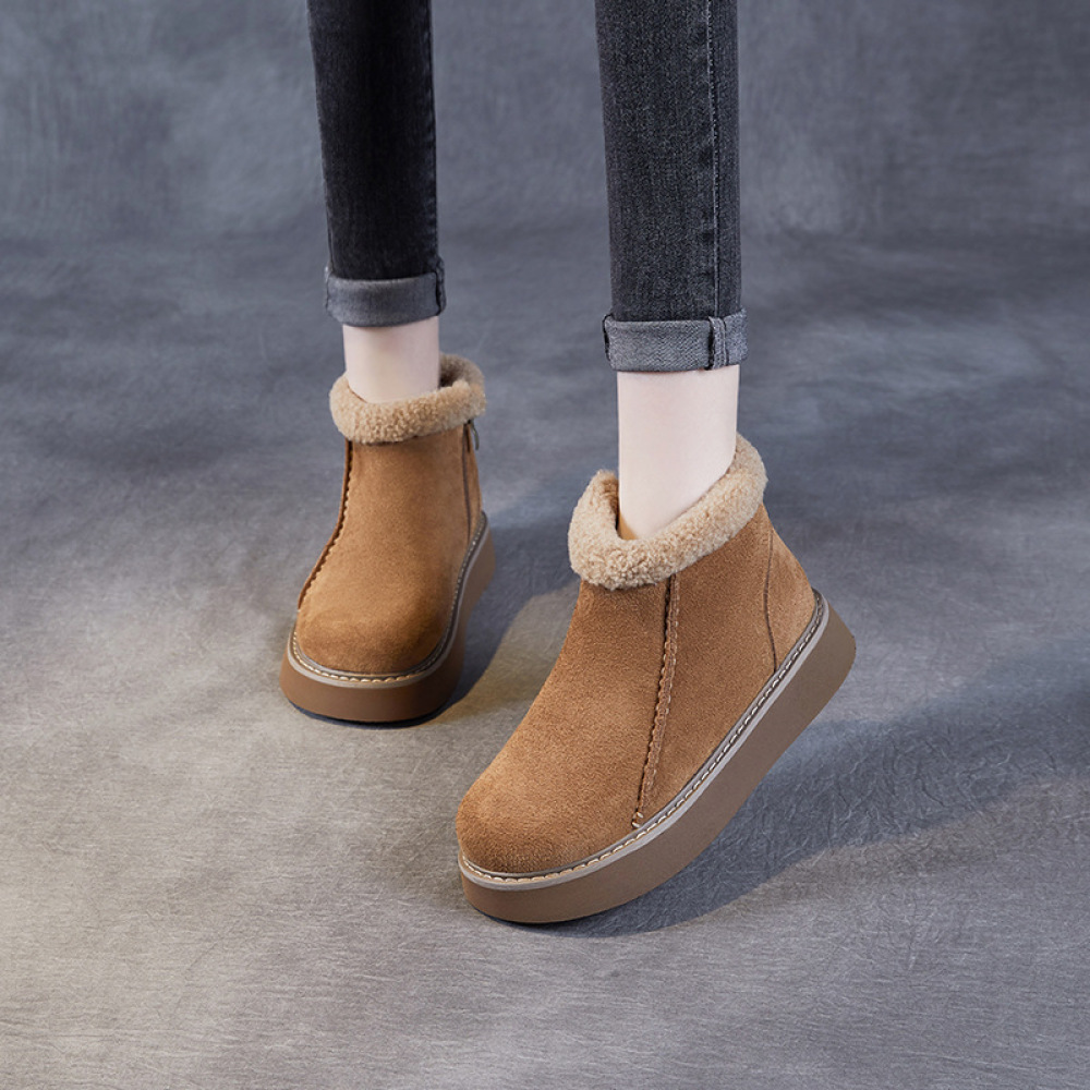 New Winter Style Sheepskin - Lined Satin - Finish Cowhide Snow Boots