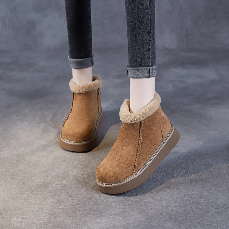 New Winter Style Sheepskin - Lined Satin - Finish Cowhide Snow Boots