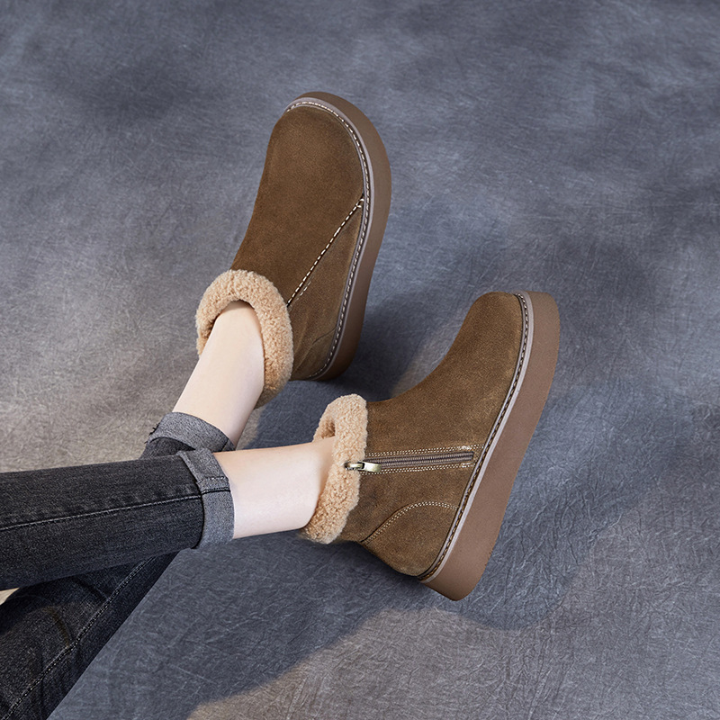 New Winter Style Sheepskin - Lined Satin - Finish Cowhide Snow Boots