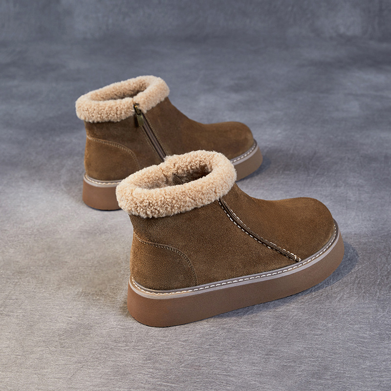 New Winter Style Sheepskin - Lined Satin - Finish Cowhide Snow Boots