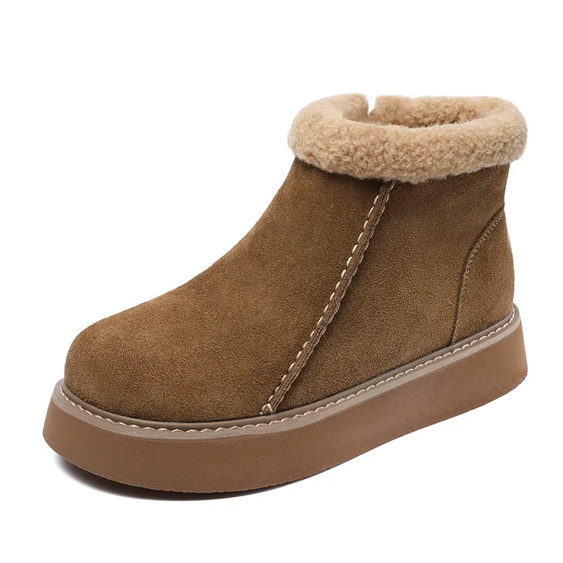 New Winter Style Sheepskin - Lined Satin - Finish Cowhide Snow Boots