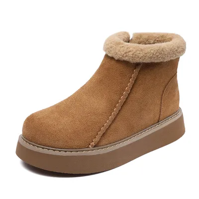 New Winter Style Sheepskin - Lined Satin - Finish Cowhide Snow Boots 02